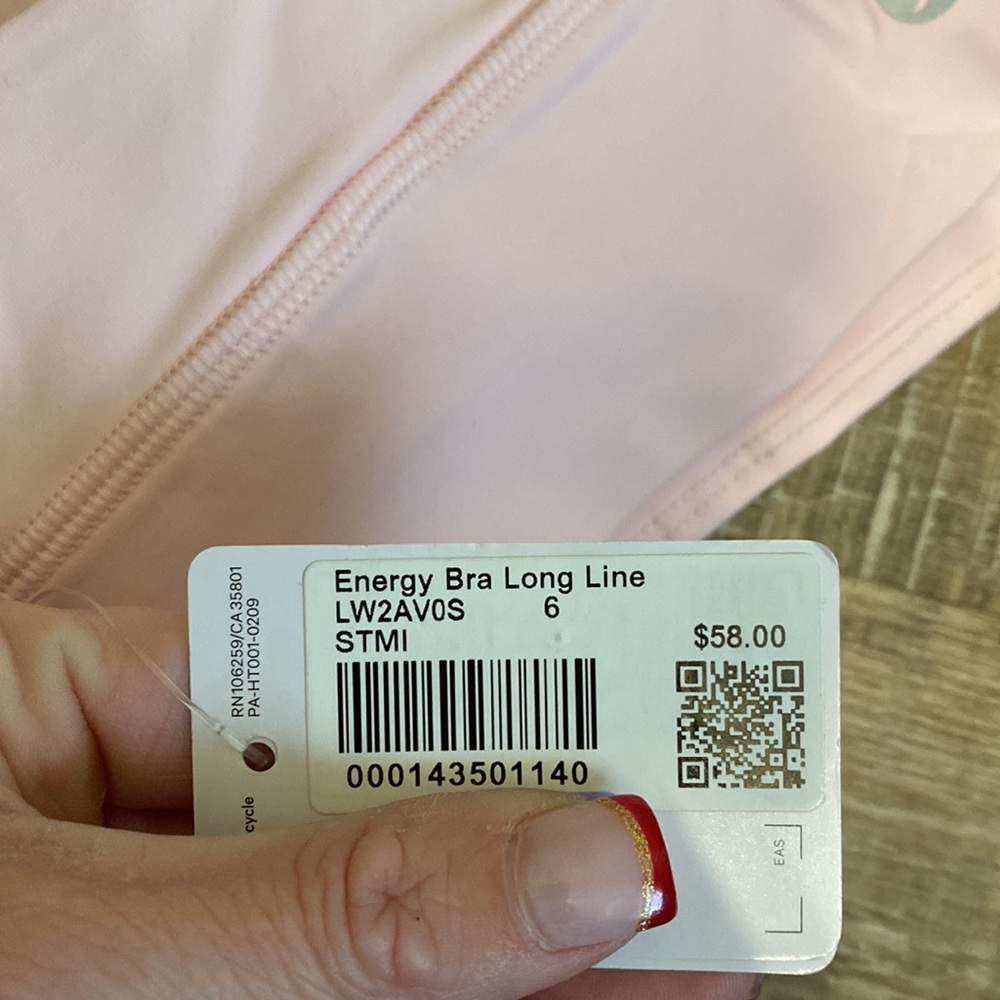 NWT Lululemon Energy Longline Bra B–D Cups Strawberry Milkshake | Size 6 NWT - Picture 4 of 6